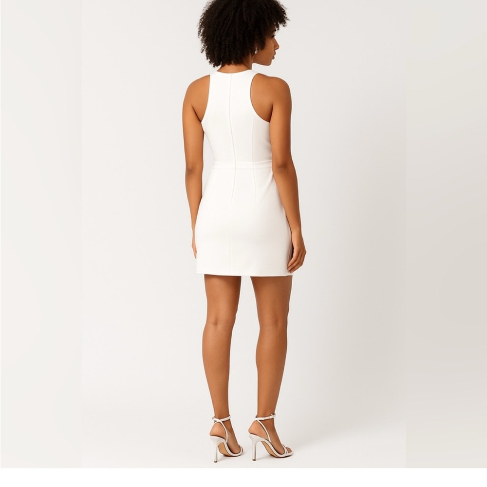 Liv Foster Crystal-Embellished Bow Cut-Out Minidress NWT size 12 silver white - Picture 4 of 5